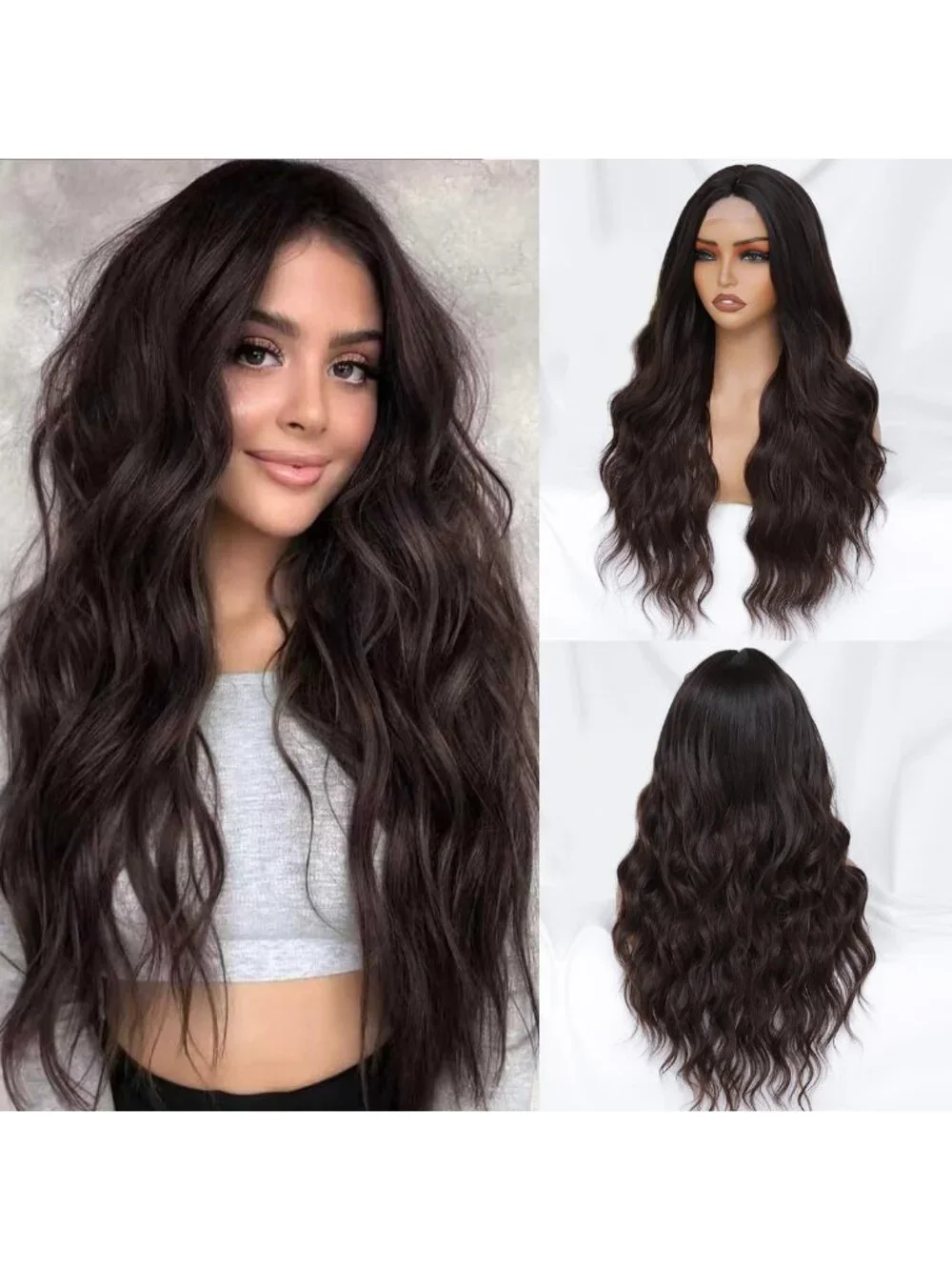 Long Wavy Dark Brown Wig 26